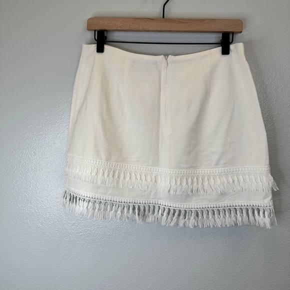 Lulus White Fringe Ramie Skirt size M - Coastal Cowgirl | Retro | Boho - Picture 2 of 6